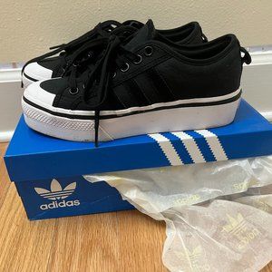 New Adidas Women's Nizza Platform Shoes size 9 Black/White Trainer, Casual